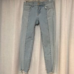 American Eagle two tone cropped jeans
